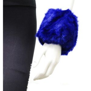 Pair Royal Blue Faux Fur Pair of Cuffs